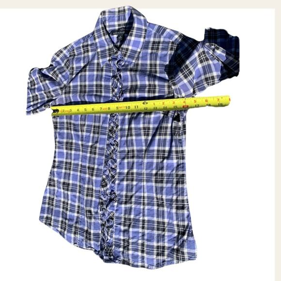Banana Republic Blue Plaid Button Down Long Sleeve Top Size Small - Picture 3 of 5